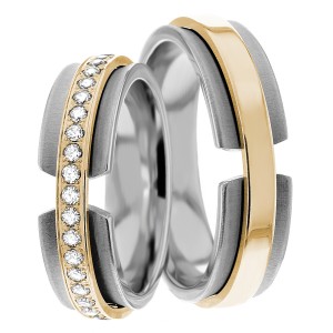 6mm Wide, Diamond Wedding Ring Set 0.42 Ctw