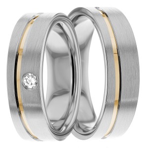 6mm Wide, Diamond Wedding Ring Set 0.05 Ctw