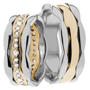 7mm Wide, Diamond Wedding Ring Set 0.63 Ctw