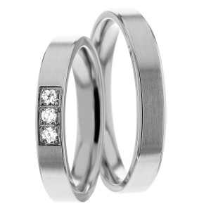 4mm Wide, Diamond Wedding Ring Set 0.09 Ctw