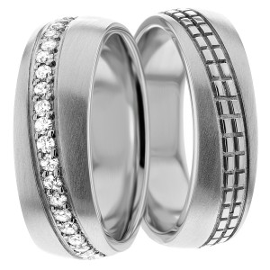 7mm Wide, Diamond Wedding Ring Set 0.70 Ctw