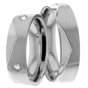6mm Wide, Diamond Wedding Ring Set 0.12 Ctw