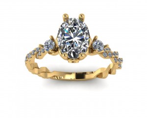 Twisted Oval Side Stone Engagement Ring 1.50Ctw