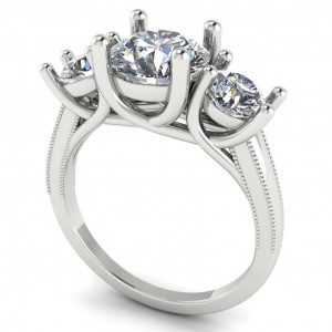 Three Stone Round Cut Engagement Ring 2.25Ctw