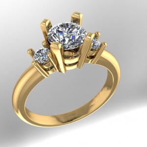 Three Stone Engagement Ring 1.10Ctw