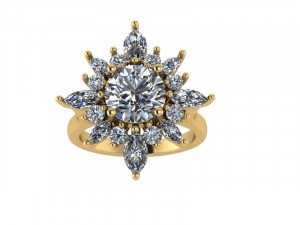 Marquise Flower Halo Engagement Ring 3.20Ctw