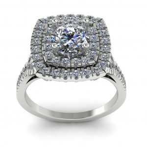 Double Halo Engagement Ring 2.30Ctw