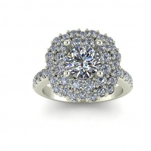 Double Halo Engagement Ring 2.20Ctw