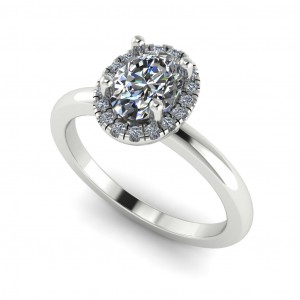 Oval Halo Engagement Ring 0.65Ctw