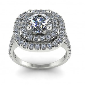 Double Halo Engagement Ring 1.60Ctw