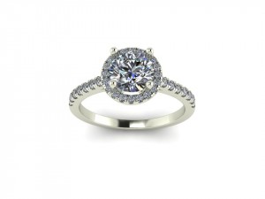 Round Halo Engagement Ring 1.30Ctw