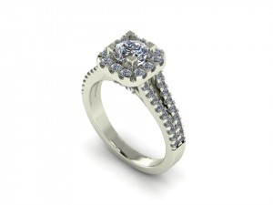 Split Shank Halo Round Cut Engagement Ring 1.55Ctw