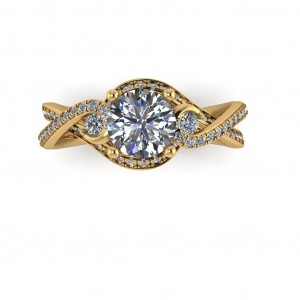 Tiger Swirl Halo Round Cut Engagement Ring 1.25Ctw