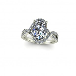 Oval Swirl Halo Engagement Ring 2.95Ctw