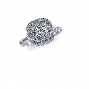 Double Halo Round Cut Engagement Ring 1.35Ctw
