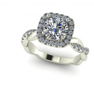 Twisted Halo Round Cut Engagement Ring 1.65Ctw