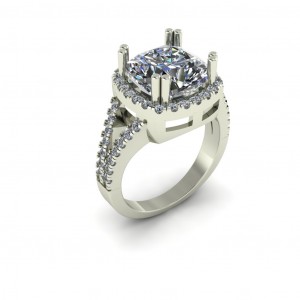 Split Shank Cushion Halo Engagement Ring 5.95Ctw