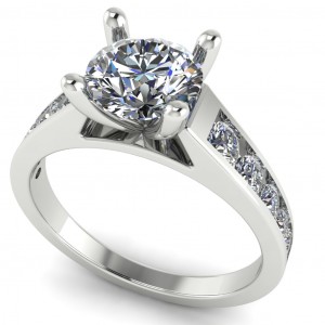 Round Channel Side Stone Engagement Ring 1.45Ctw