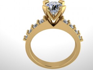 Cathedral Shared Prong Side Stone Engagement Ring 1.55Ctw