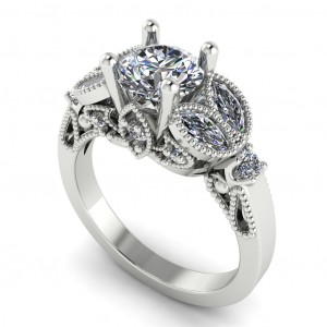 Side Stone Engagement Ring 1.45Ctw