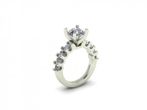 Side Stone Engagement Ring 3.10Ctw