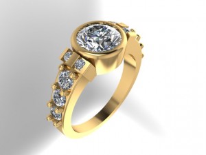 Bezel Side Stone Engagement Ring 2.60Ctw