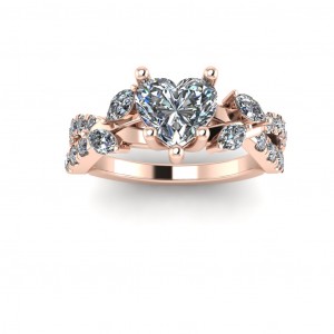 Heart Side Stone Engagement Ring 1.50Ctw