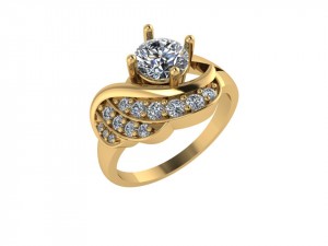 Wing Shape Side Stone Engagement Ring 1.15Ctw
