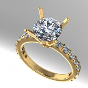 Side Stone Engagement Ring 2.65Ctw