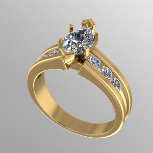 Marquise Side Stone Engagement Ring 1.30Ctw