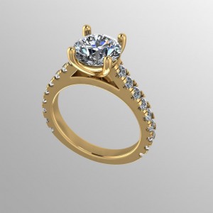 Cathedral Side Stone Engagement Ring 2.45Ctw