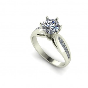 Channel Taper Side Stone Engagement Ring 1.45Ctw