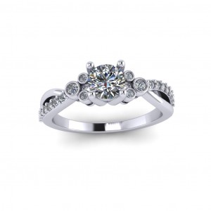 Side Stone Engagement Ring 0.80Ctw