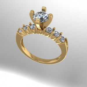 Side Stone Engagement Ring 0.95Ctw