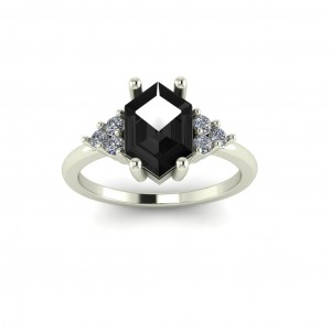 Hexagon Side Stone Engagement Ring 2.20Ctw