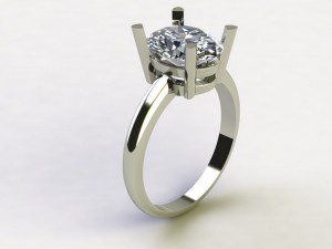 Oval Solitaire Engagement Ring 2.4Ctw
