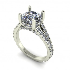 Split Prong Split Shank Hidden Halo Engagement Ring 2Ctw