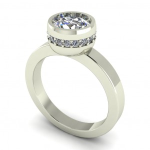 Round Cut Hidden Halo Bezel Engagement Ring 1.35Ctw