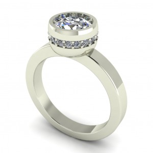 Bezel Hidden Halo Engagement Ring 1.35Ctw