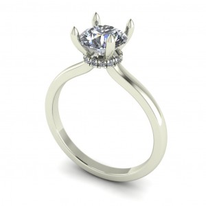 Round Cut Hidden Halo Engagement Ring 1.10Ctw