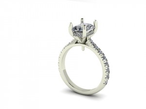 Radiant French Pave Prong Hidden Halo Engagement Ring 2.65Ctw