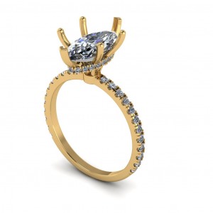 Marquise 6 Prong Hidden Halo Engagement Ring 2.10Ctw