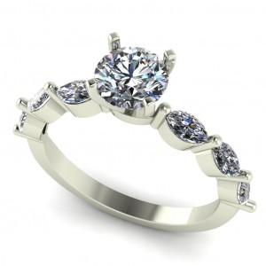 Side Stone Engagement Ring 1.55Ctw