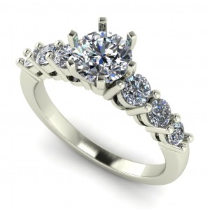 Graduating Cathedral Side Stone Engagement Ring 1.70Ctw