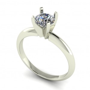 Round Peg Head Solitaire Engagement Ring 0.55Ctw