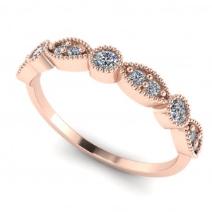 Diamond Round Cut Anniversary Ring with Milgrain 0.20Ctw