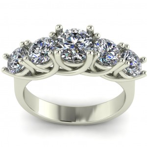 Five Stone Round Trellis Engagement Ring 2.75Ctw