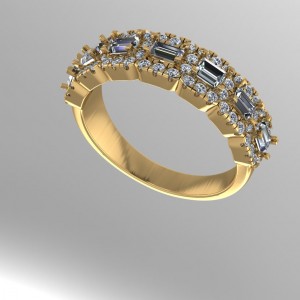 Diamond Anniversary Ring with Baguette Halo 1.05Ctw
