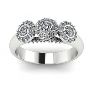 Diamond Anniversary Ring with Round Halo 0.50Ctw