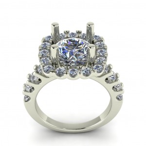 Cushion Shape U Prong Halo Engagement Ring 2.60Ctw